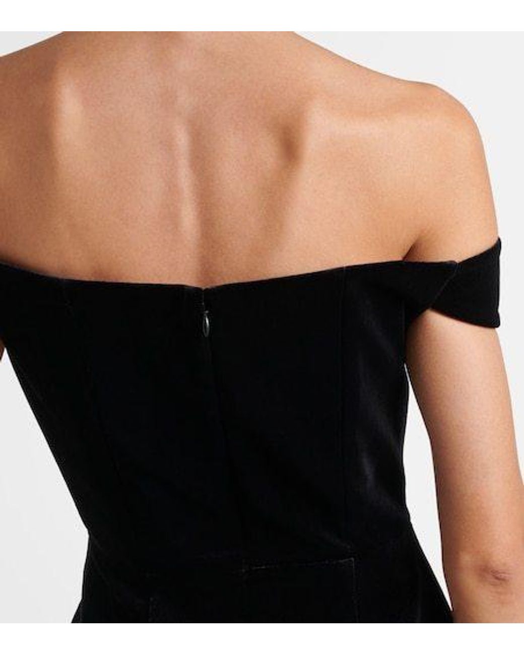 Alex Perry Black Off-Shoulder Velvet Bustier Dress