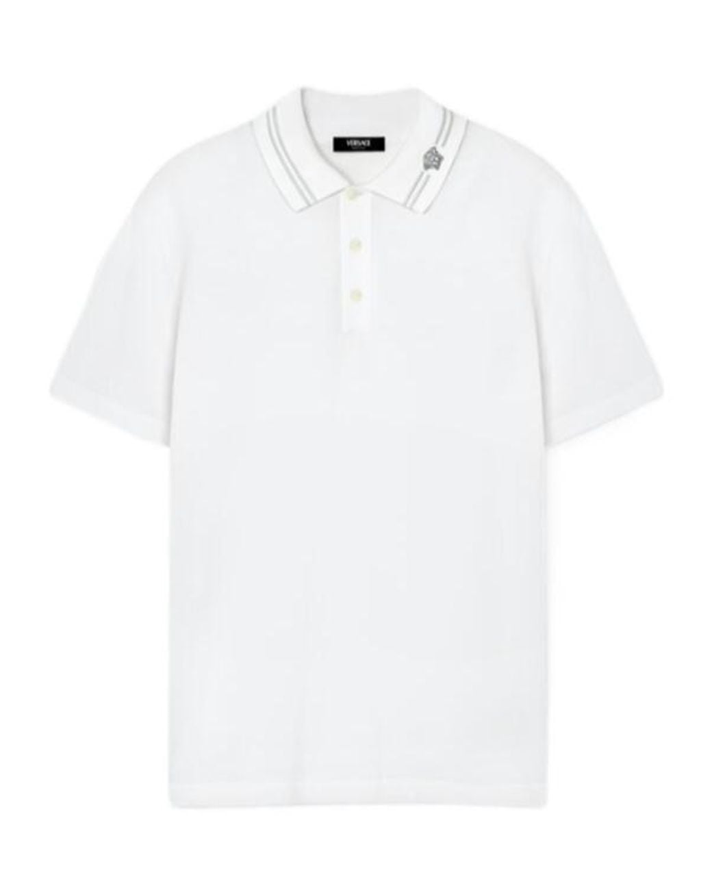 Versace White Medusa-Embroidered Short-Sleeved Polo Shirt for men