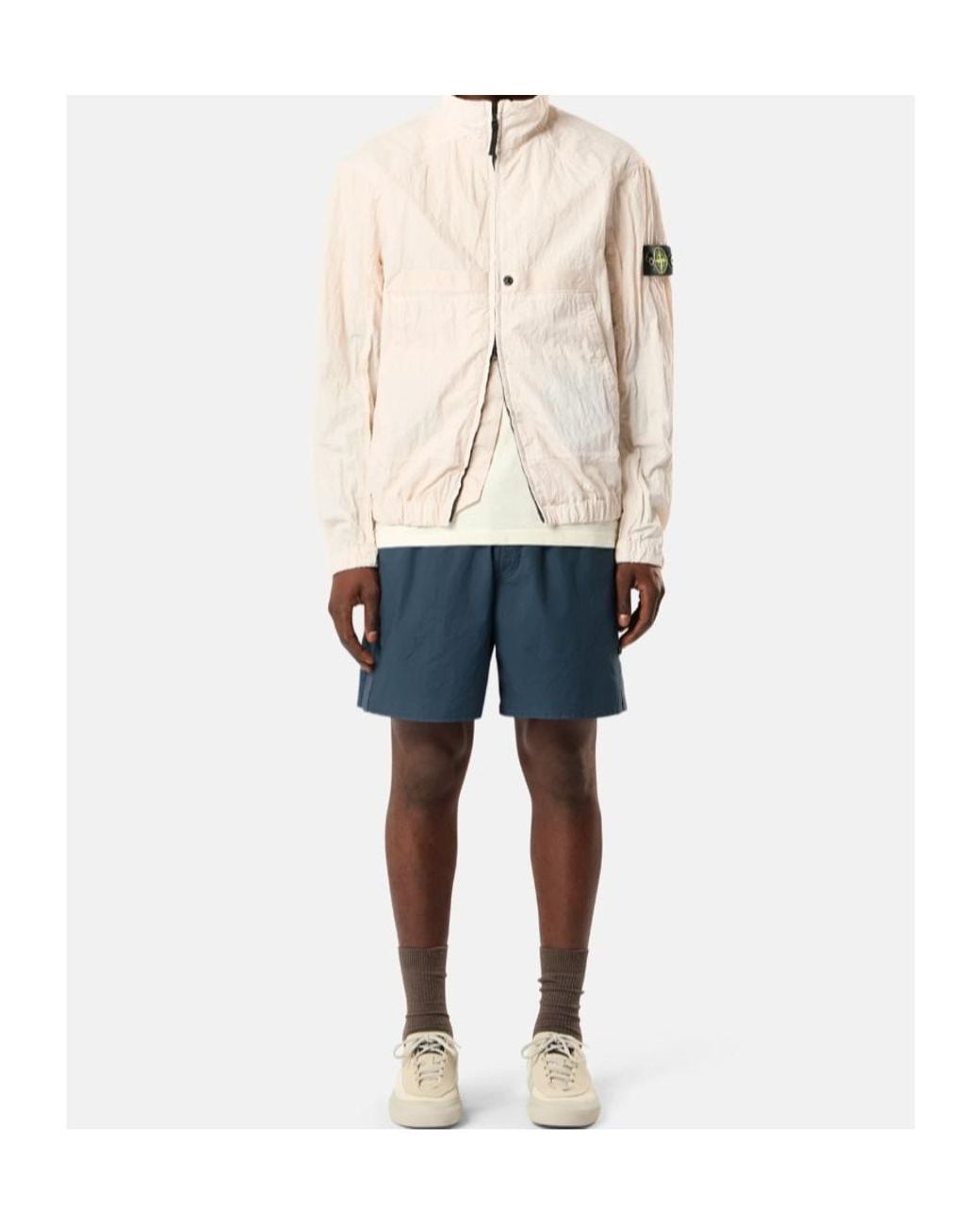Stone Island Blue Loose-Wide-Leg-Fit Bermuda Shorts With Elastic Waist for men