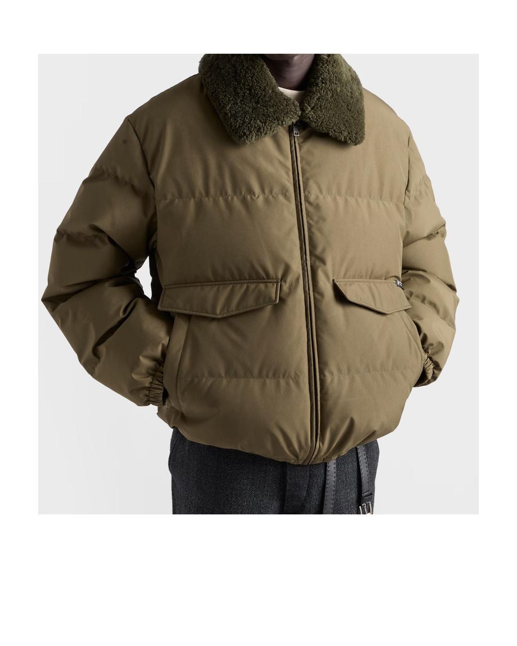 Prada Green Long-Sleeved Down Jacket for men