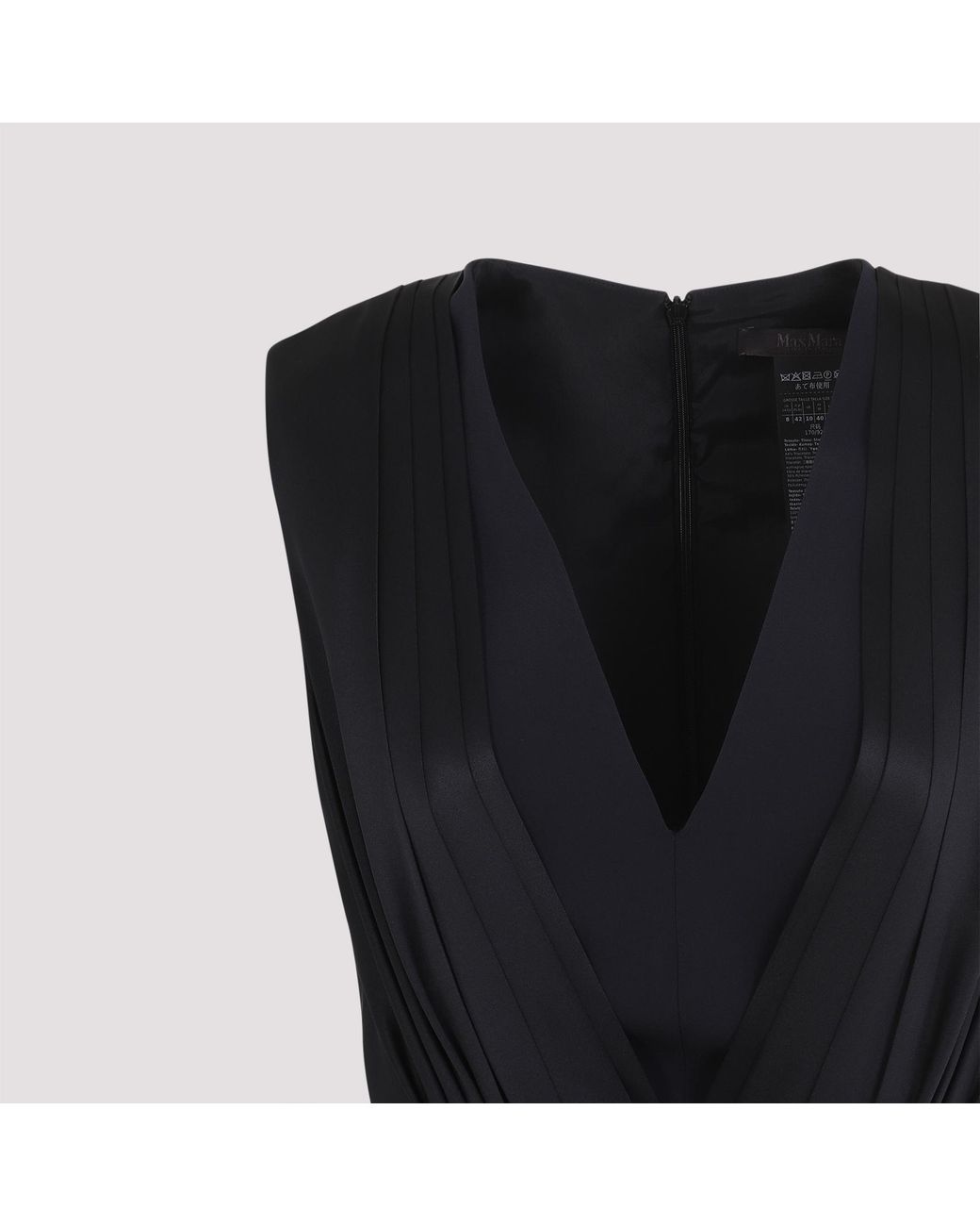 Max Mara Black Pianoforte V-Neck Sleeveless Dress