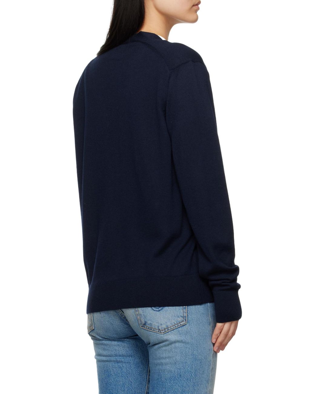 Maison Kitsuné Blue Maison Kitsuné V-Neck Long-Sleeved Cardigan for men