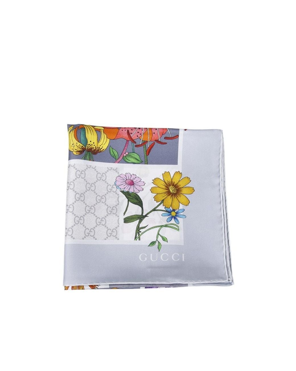 Gucci White Floral Printed Scarf