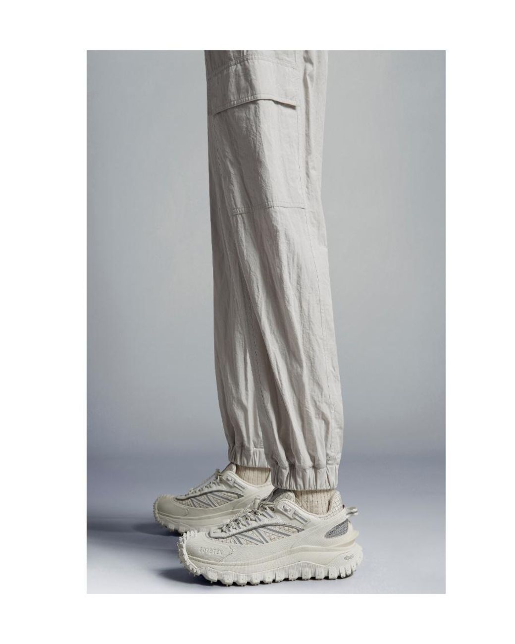 Moncler Gray Cotton Cargo Trousers