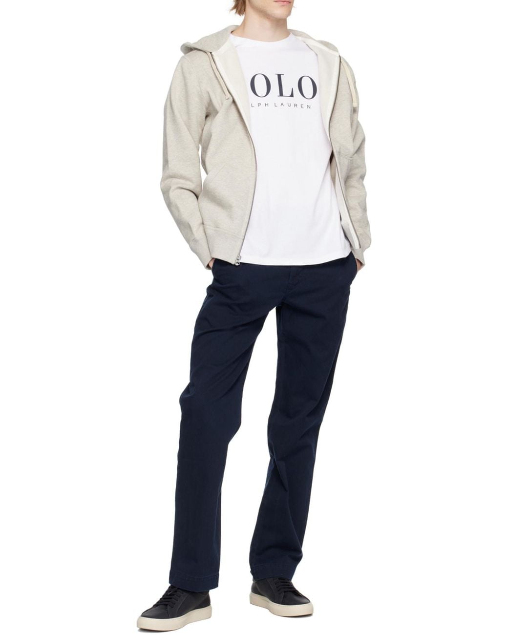Ralph Lauren Gray Polo Pony Embroidered Zipper Hooded Casual Jacket for men