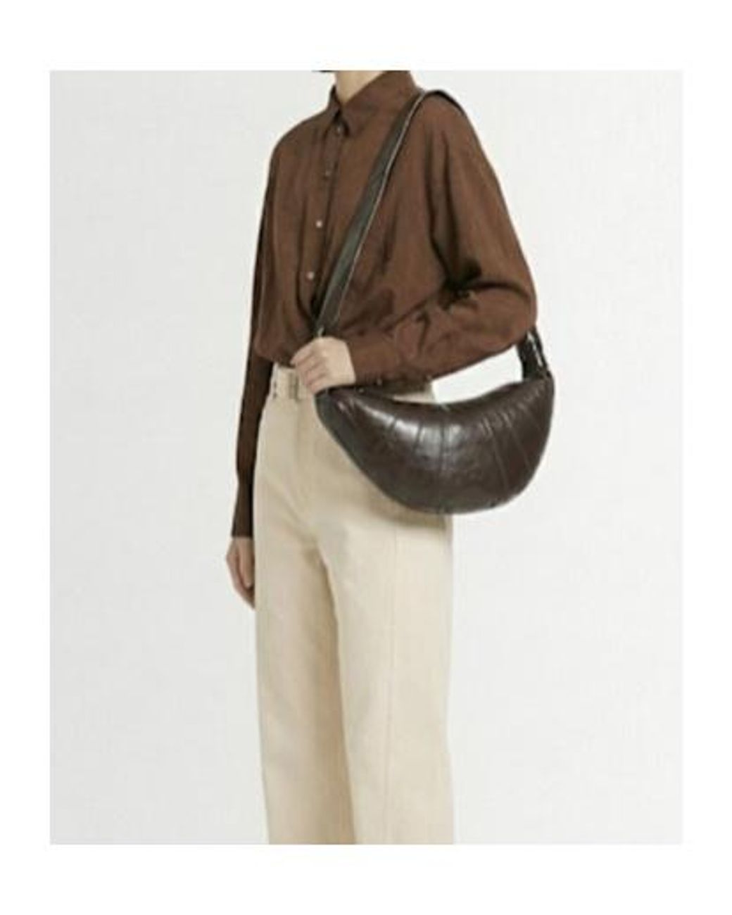 Lemaire Gray Medium Croissant Coated Cotton Bag