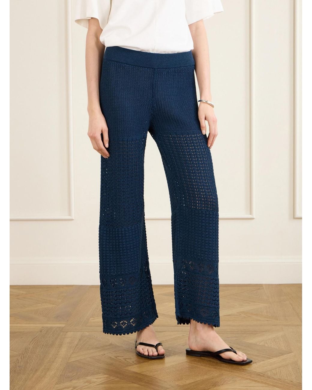 Eres Blue Crocheted Straight-Leg Pants