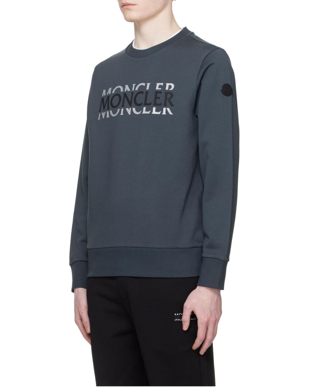 Moncler Black Branded Cotton Sweatshirt for men