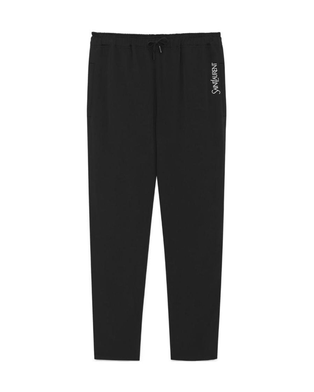 Saint Laurent Black Logo-Embroidered Drawstring Striped Track Pants for men