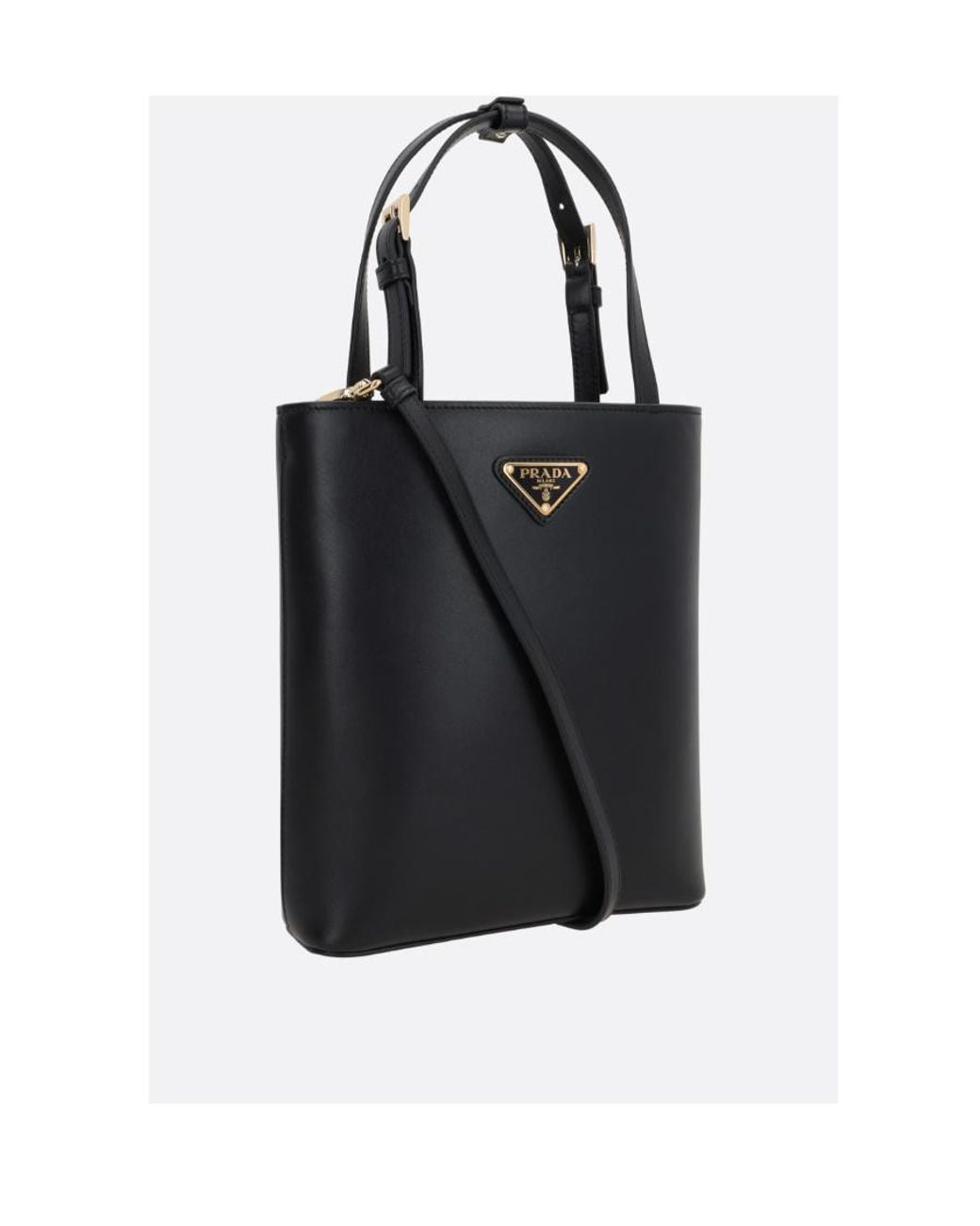 Prada Black Triangle Logo-Appliqu Tote Bag