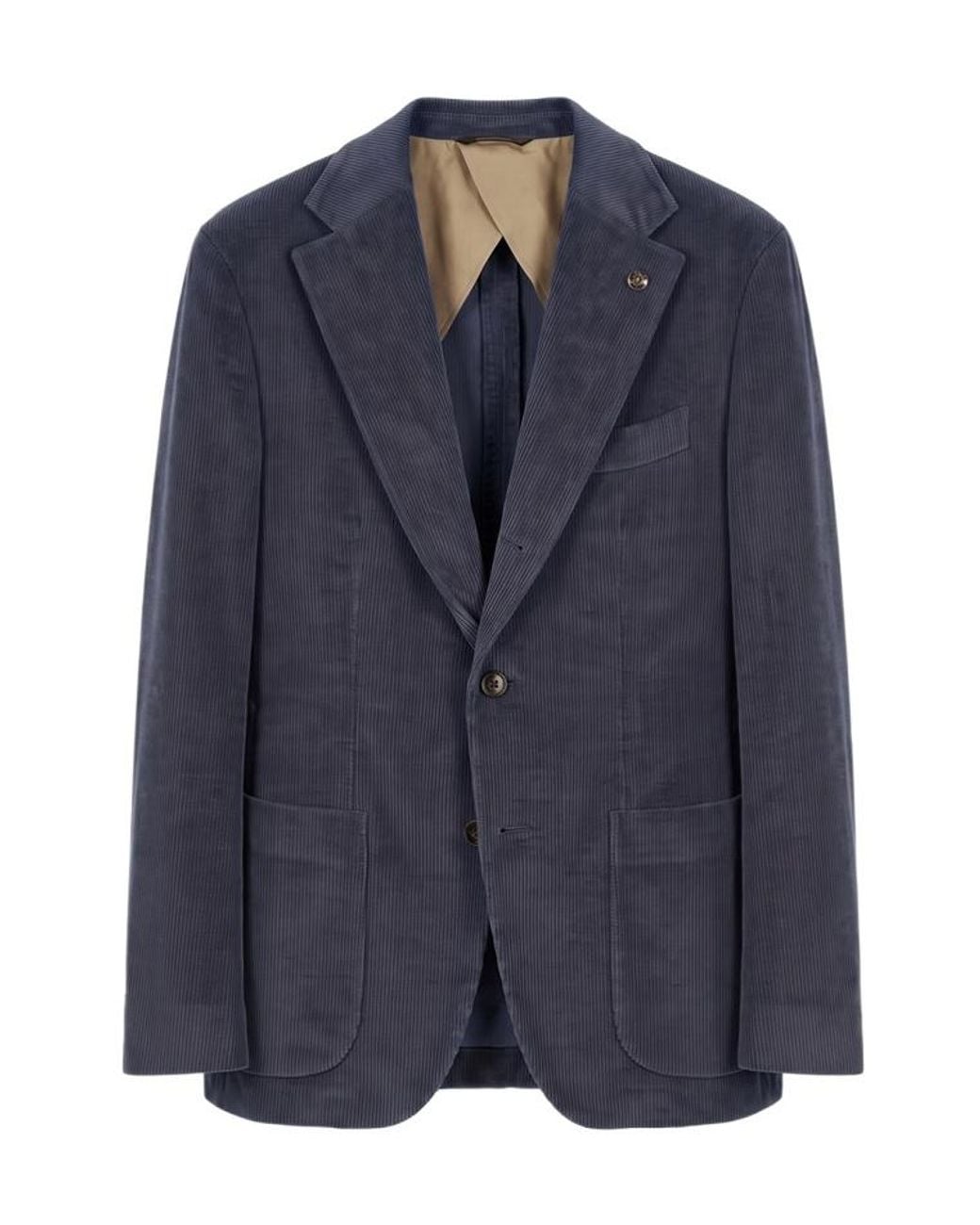 Peserico Blue Single-Breasted Corduroy Blazer for men