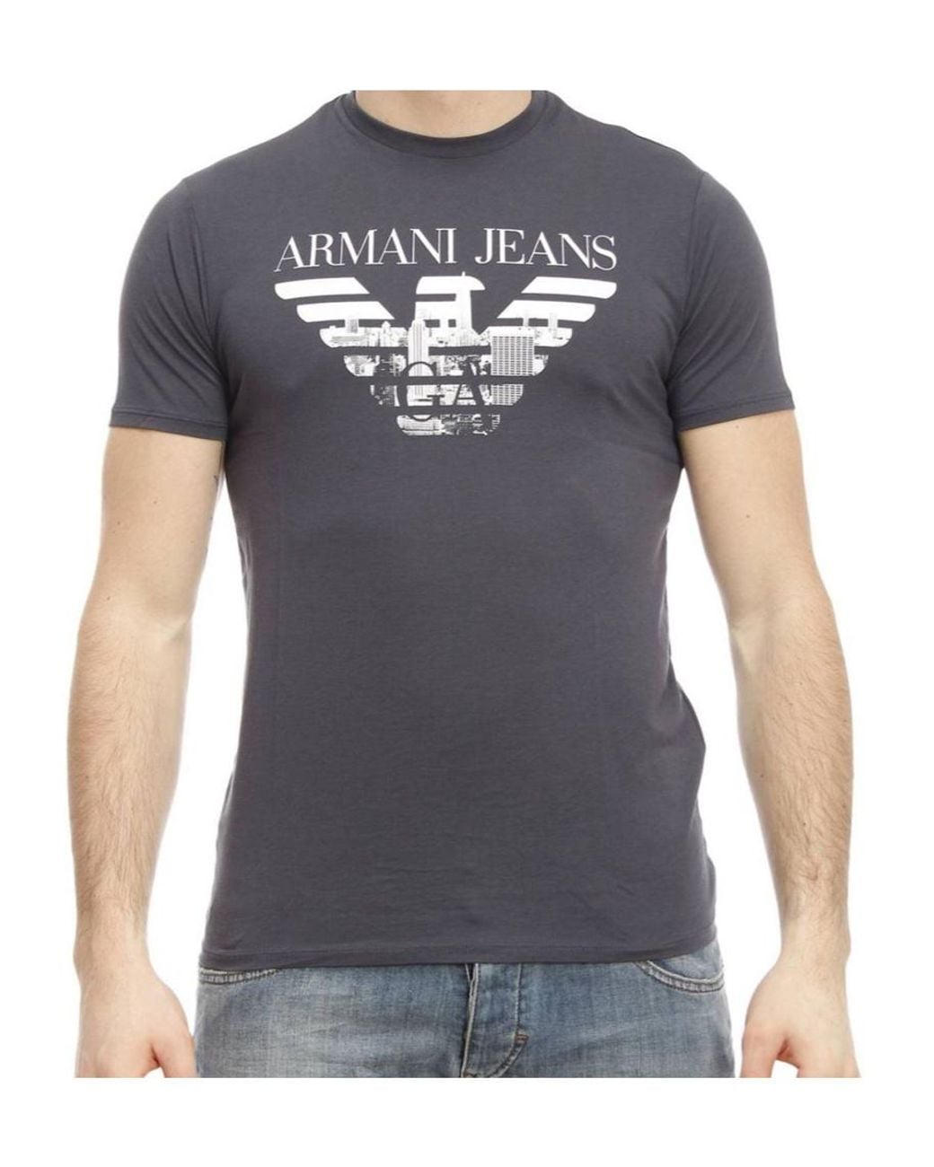 Armani Jeans Black Logo Printed T-Shirt for men