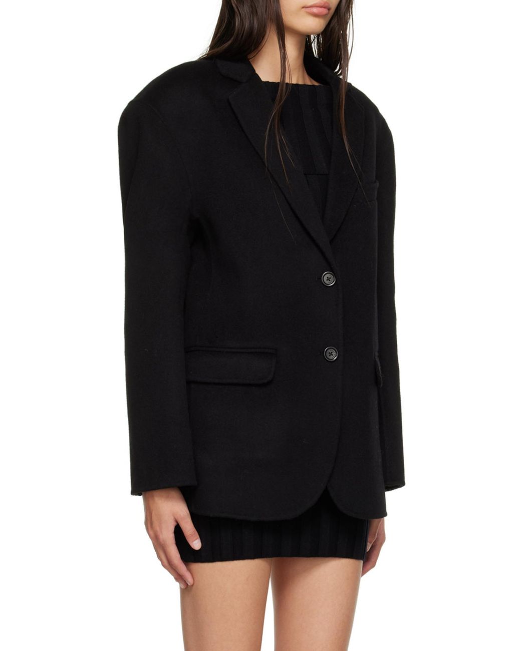 Anine Bing Black Quinn Single Breasted Oversized Blazer