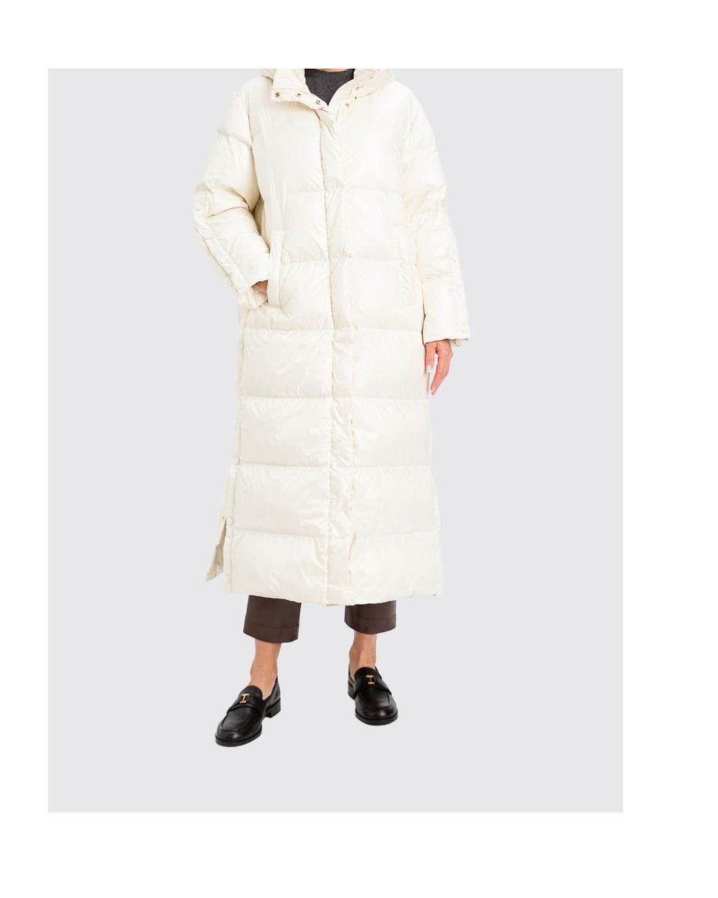 Twinset Gray Quilted Hooded Coat