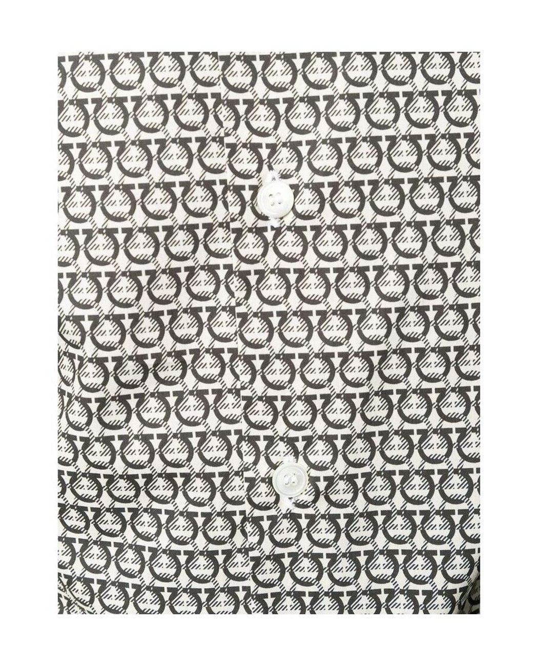 Ferragamo Gray Patterned Cotton Shirt for men