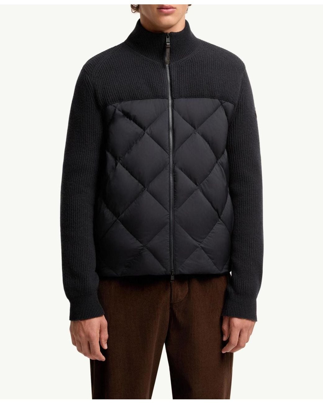 Moncler Blue Wool-Cashmere Down Cardigan for men