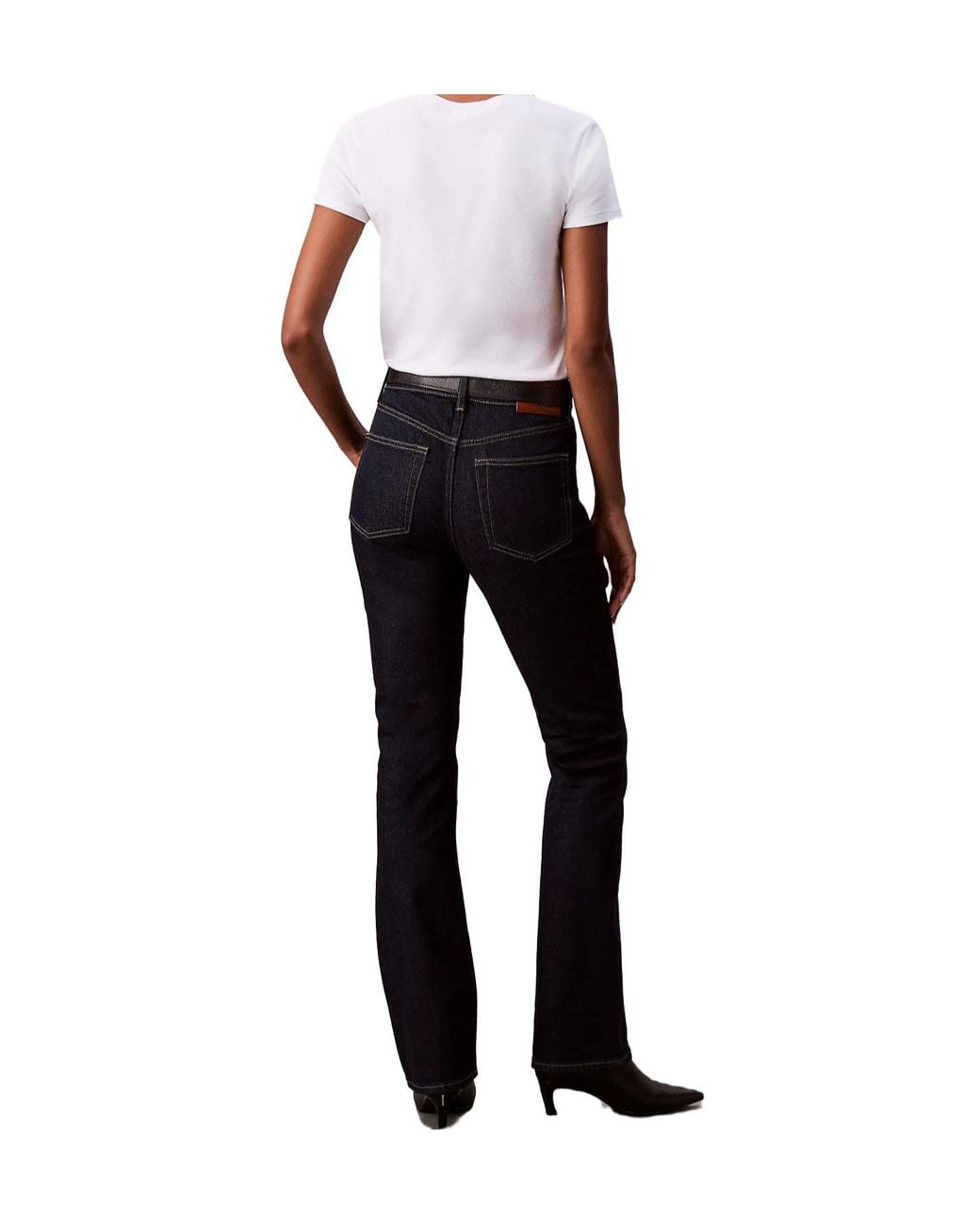 Calvin Klein Black Logo-Patch Flared Jeans