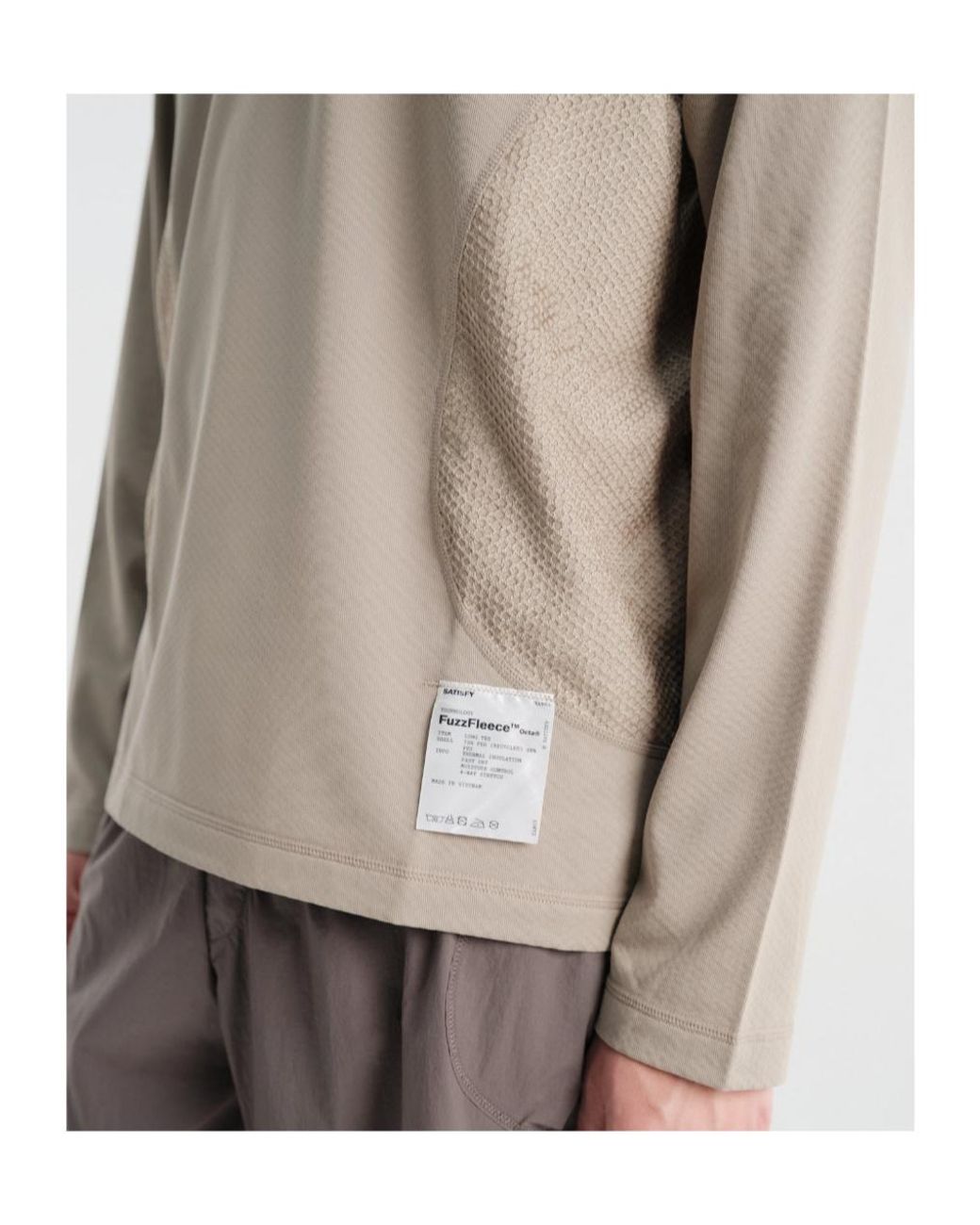 Satisfy Natural Mesh Panel Long Sleeve T-Shirt for men