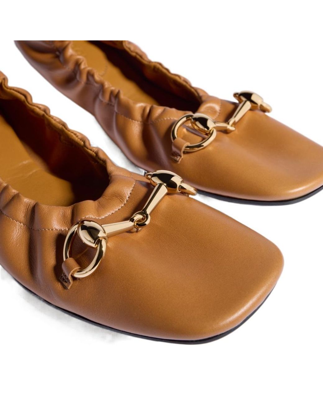 Gucci Brown Horsebit Detailed Ballet Flats