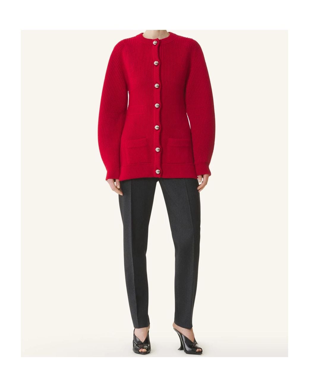 Lanvin Red Ribbed Cardigan