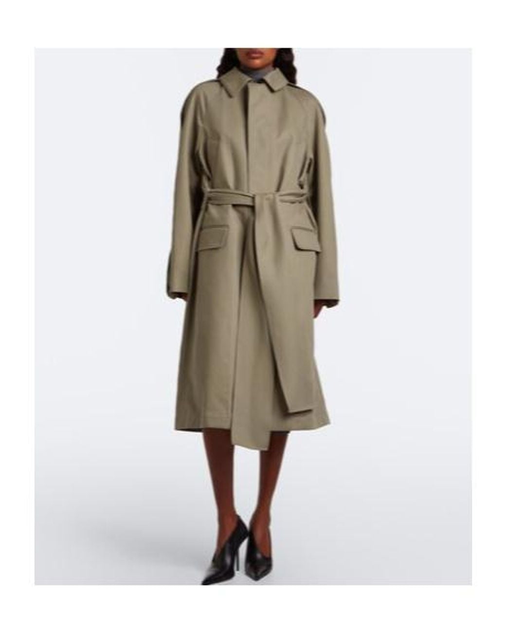 Victoria Beckham Natural Belted Cotton Gabardine Coat