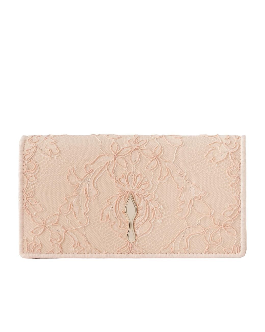 Christian Louboutin Natural Bettina Lace-Trimmed Satin Clutch