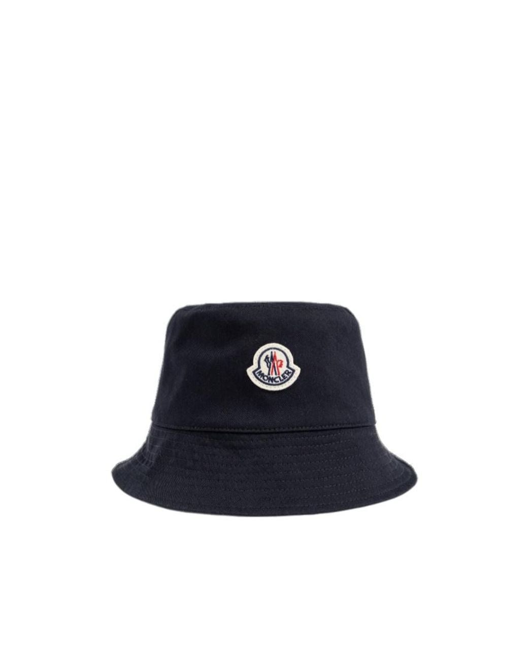 Moncler Blue Hat With Logo Patch for men