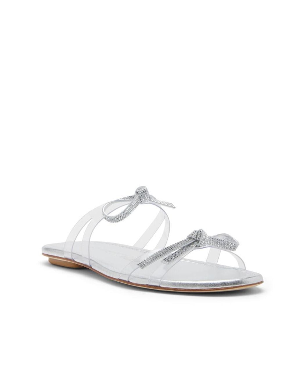 Stuart Weitzman White Bow-Tie Slippers