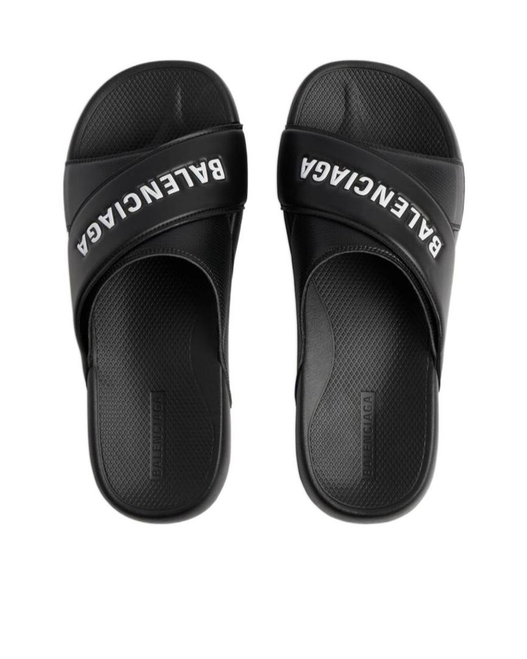 Balenciaga Black Crisscross Logo Slides for men