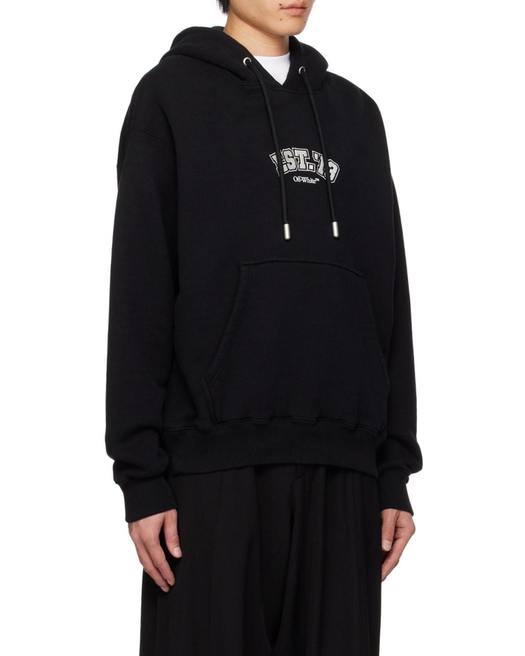 Off-White c/o Virgil Abloh Black Graphic Printed Drawstring Hoodie for men