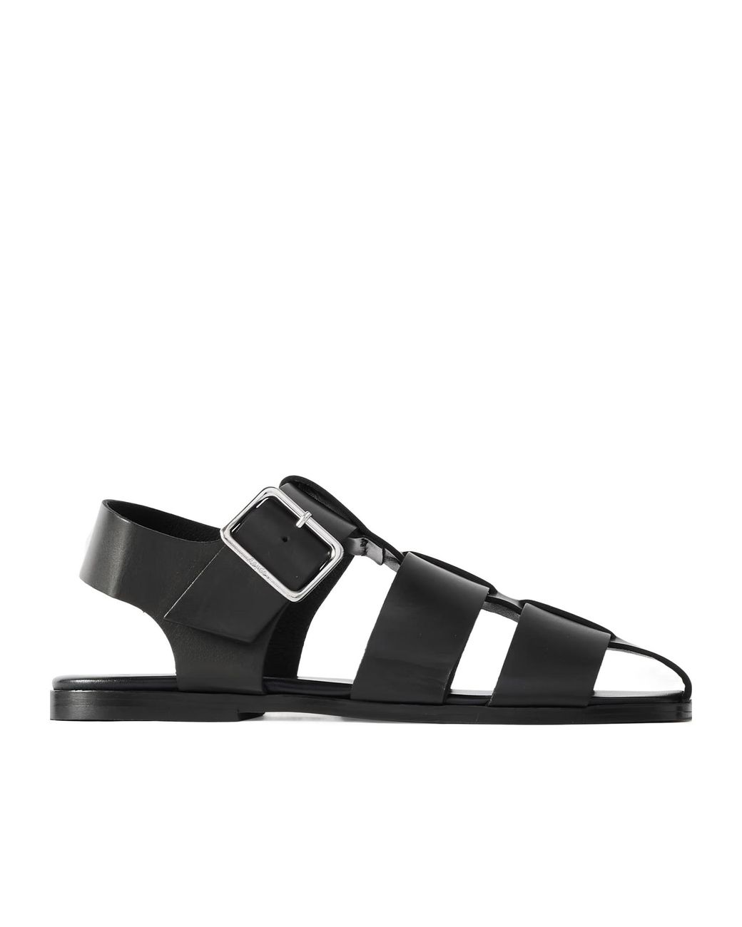Aeyde Black Solid-Color Leather Sandals