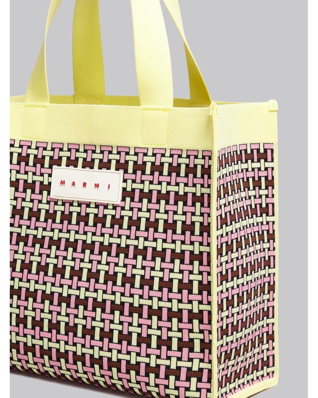Marni White Light And Jacquard Shopping Bag