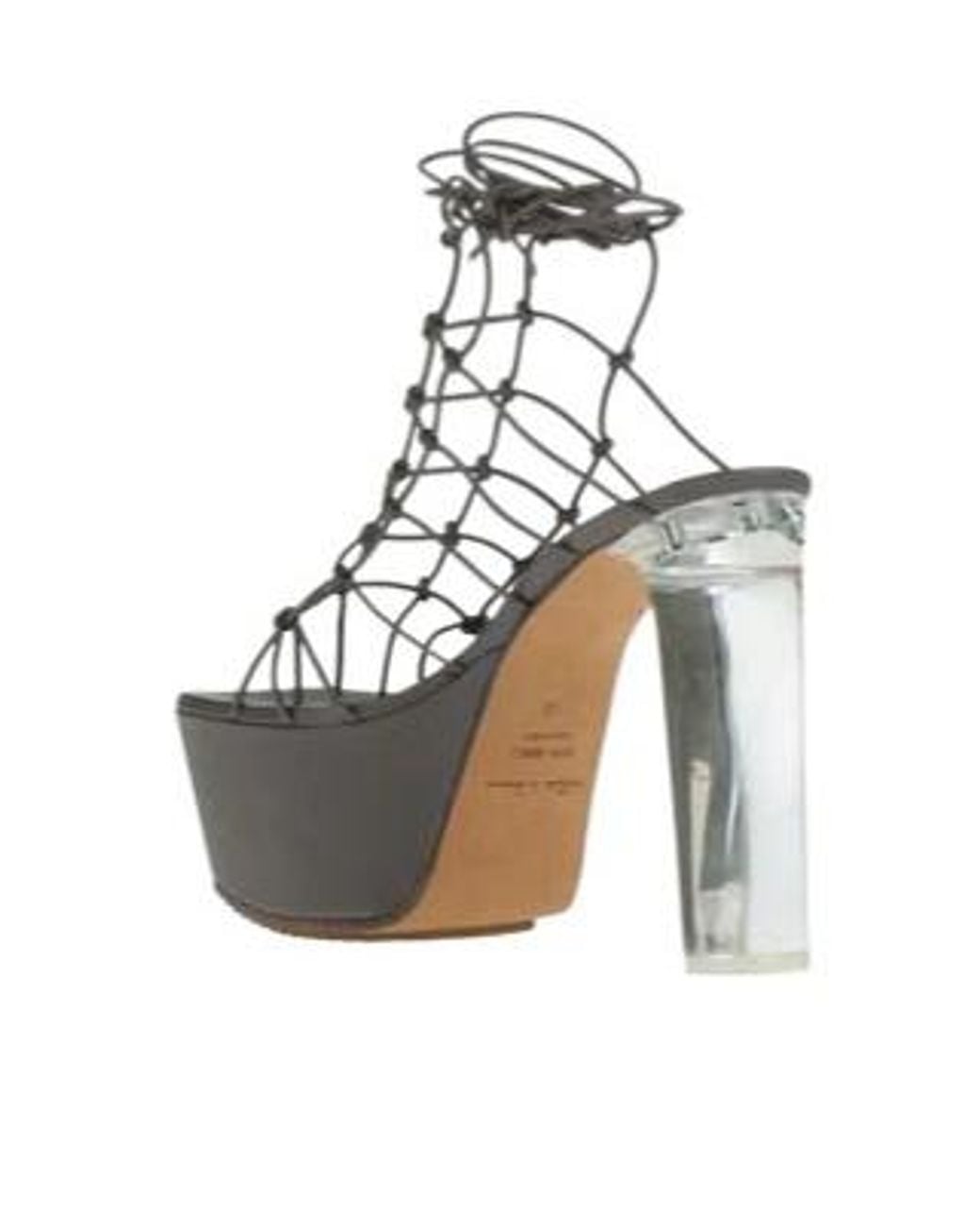 Rick Owens Gray Strappy High Heels Sandals