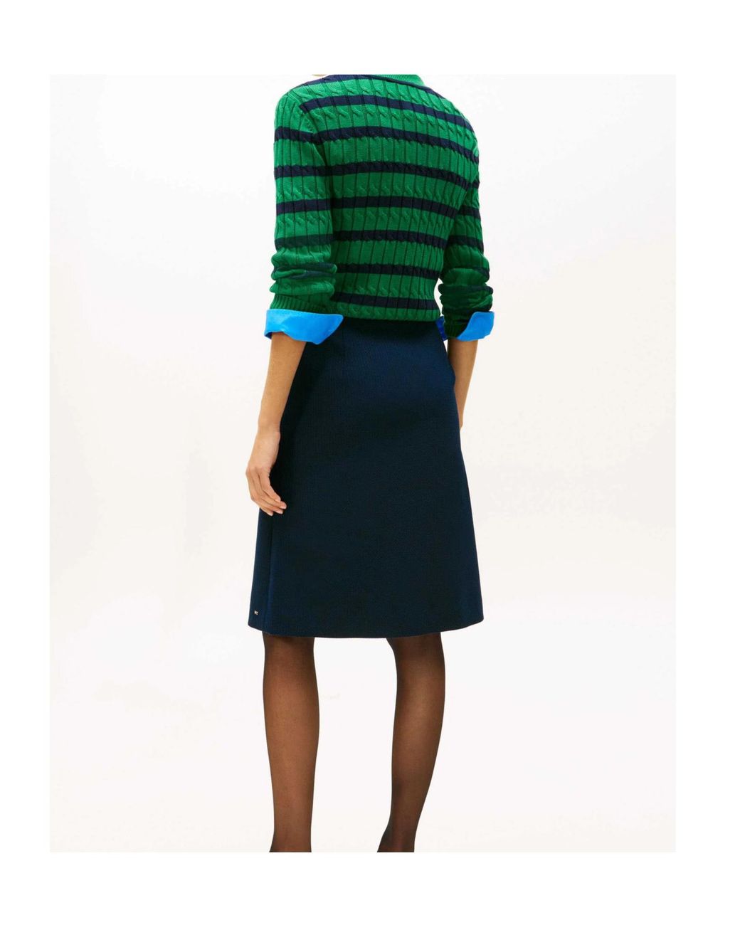 Tommy Hilfiger Blue Buttoned Midi A-Line Skirt