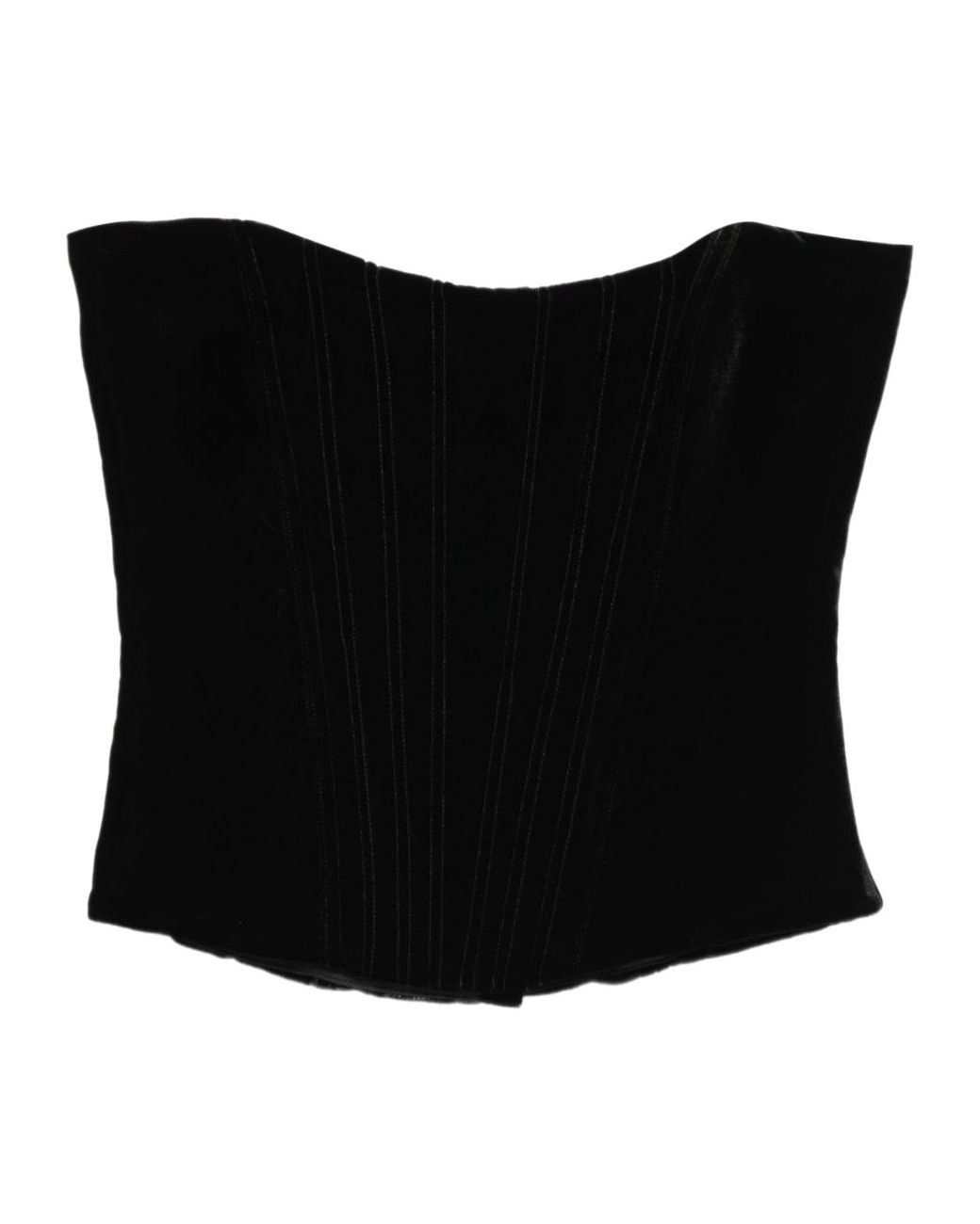 Raquel Diniz Black Strapless Zip Bustier Top