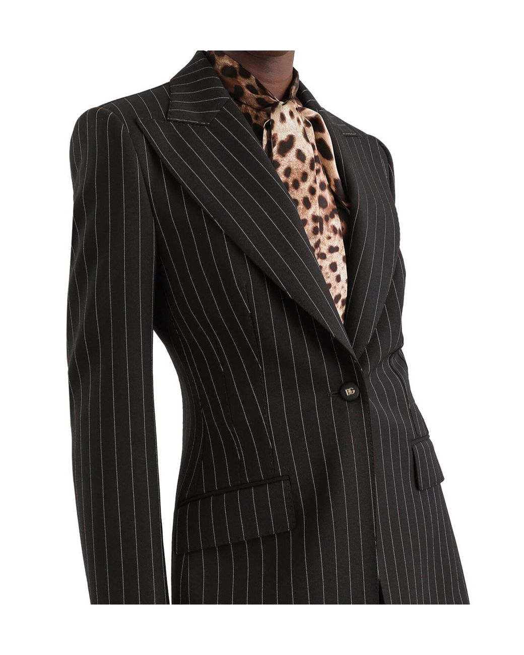 Dolce & Gabbana Black Striped Single-Breasted Jacket