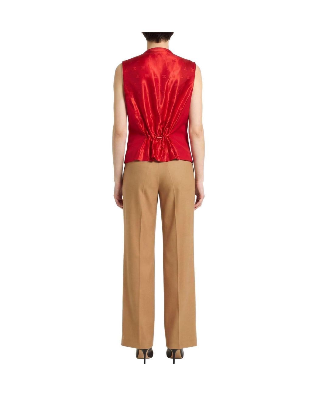 Max Mara Red Single-Breasted Waistcoats