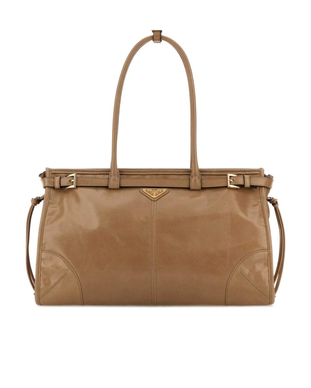 Prada Natural Triangle-Logo Drawstring Shoulder Bag