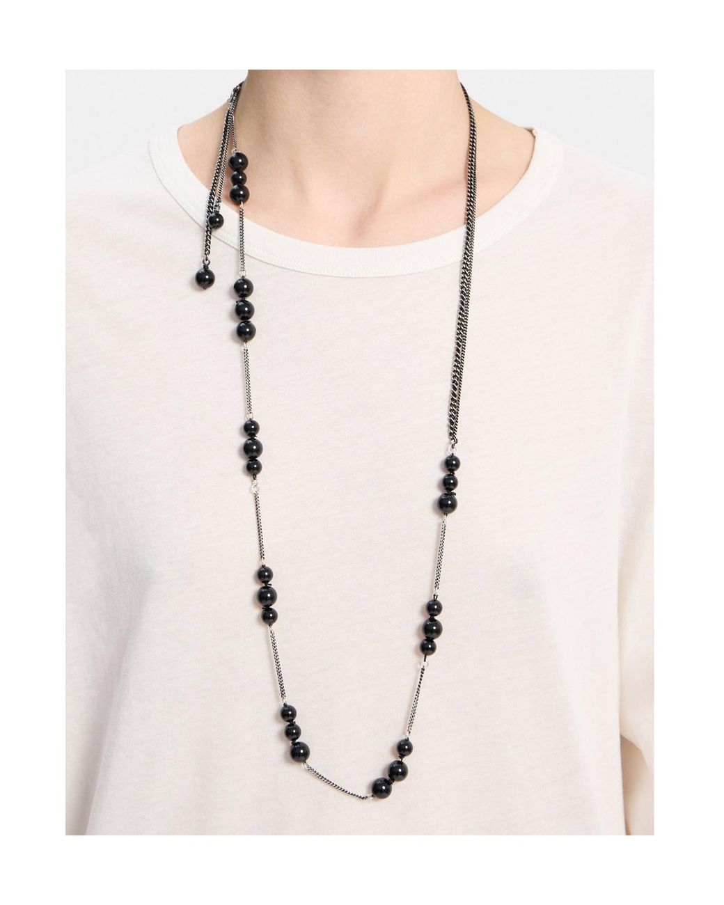 Ann Demeulemeester White Lota Necklace With Beads