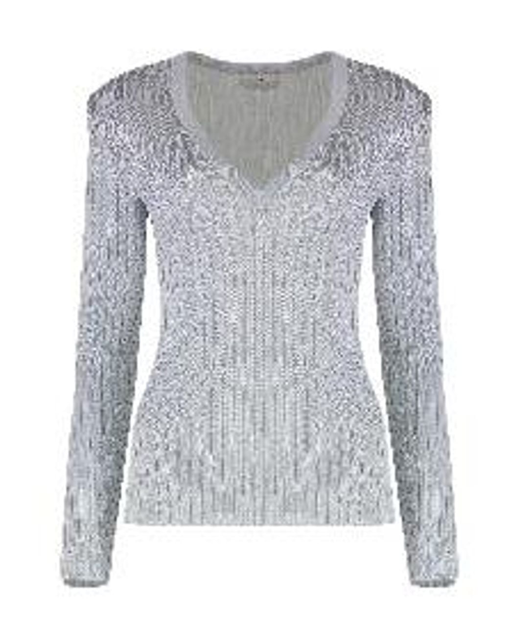 Elisabetta Franchi Blue Long-Sleeved V-Neck Jumper