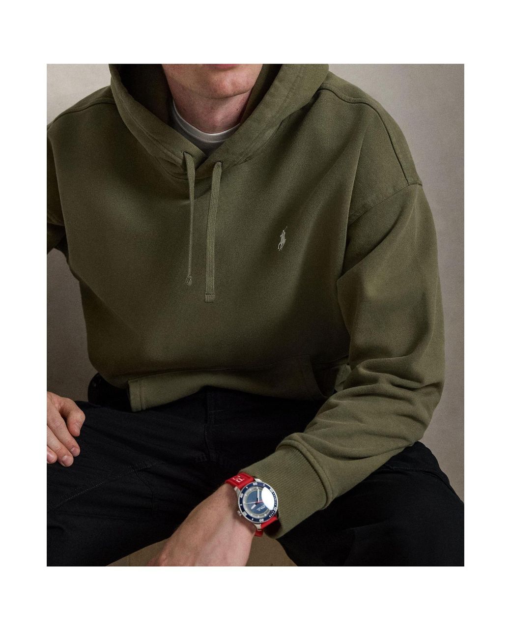 Polo Ralph Lauren Green Simple Solid-Color Hoodie for men