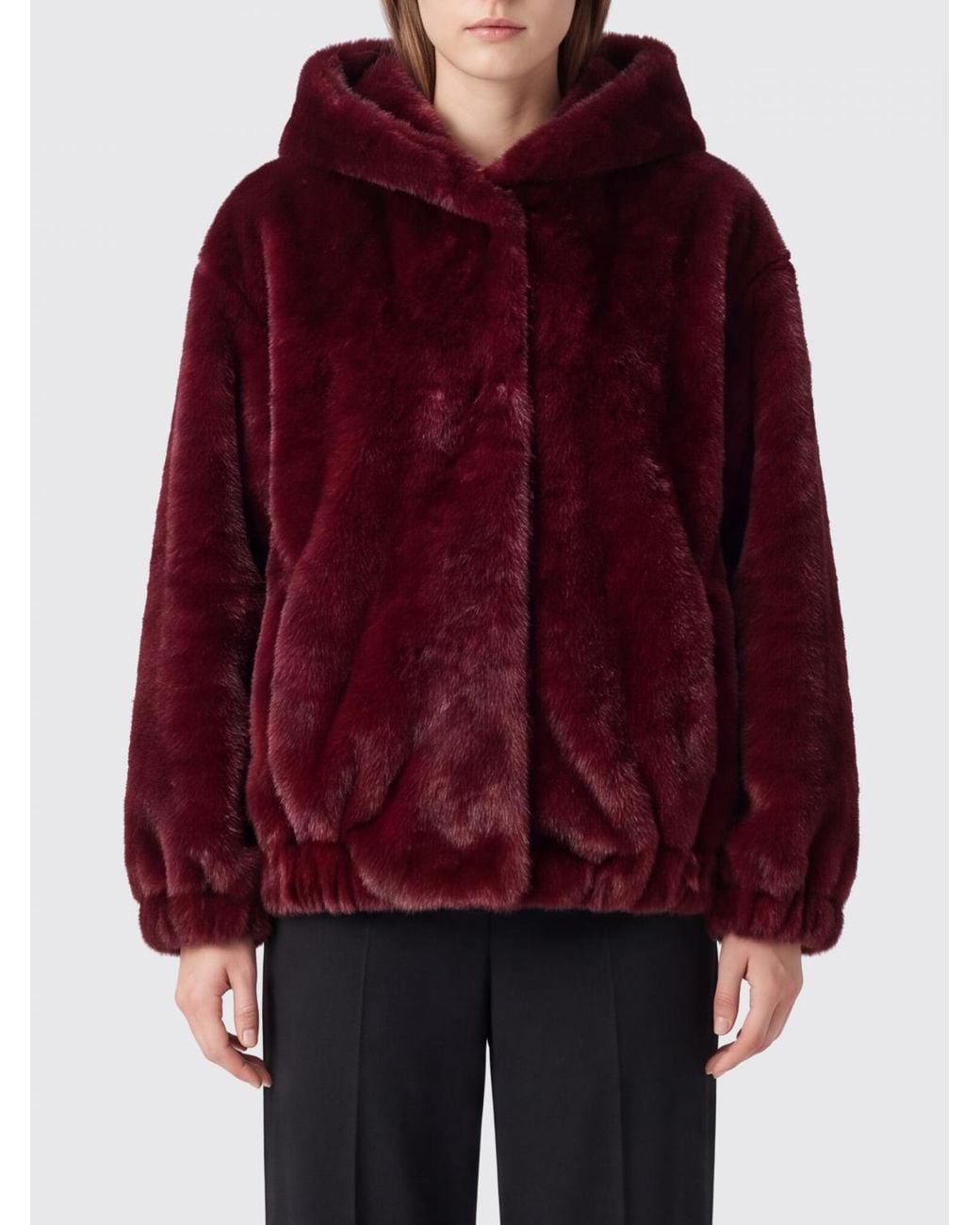 Antonelli Purple Hooded Faux Fur Coat
