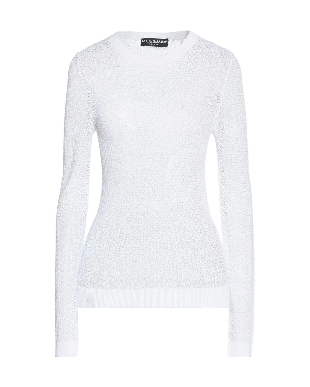 Dolce & Gabbana White Solid Lightweight Knit Sweater