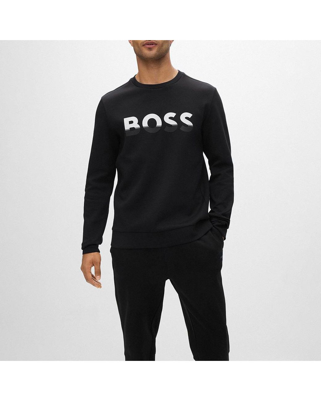 Boss Black Colour-Block Logo Sweatshirt for men