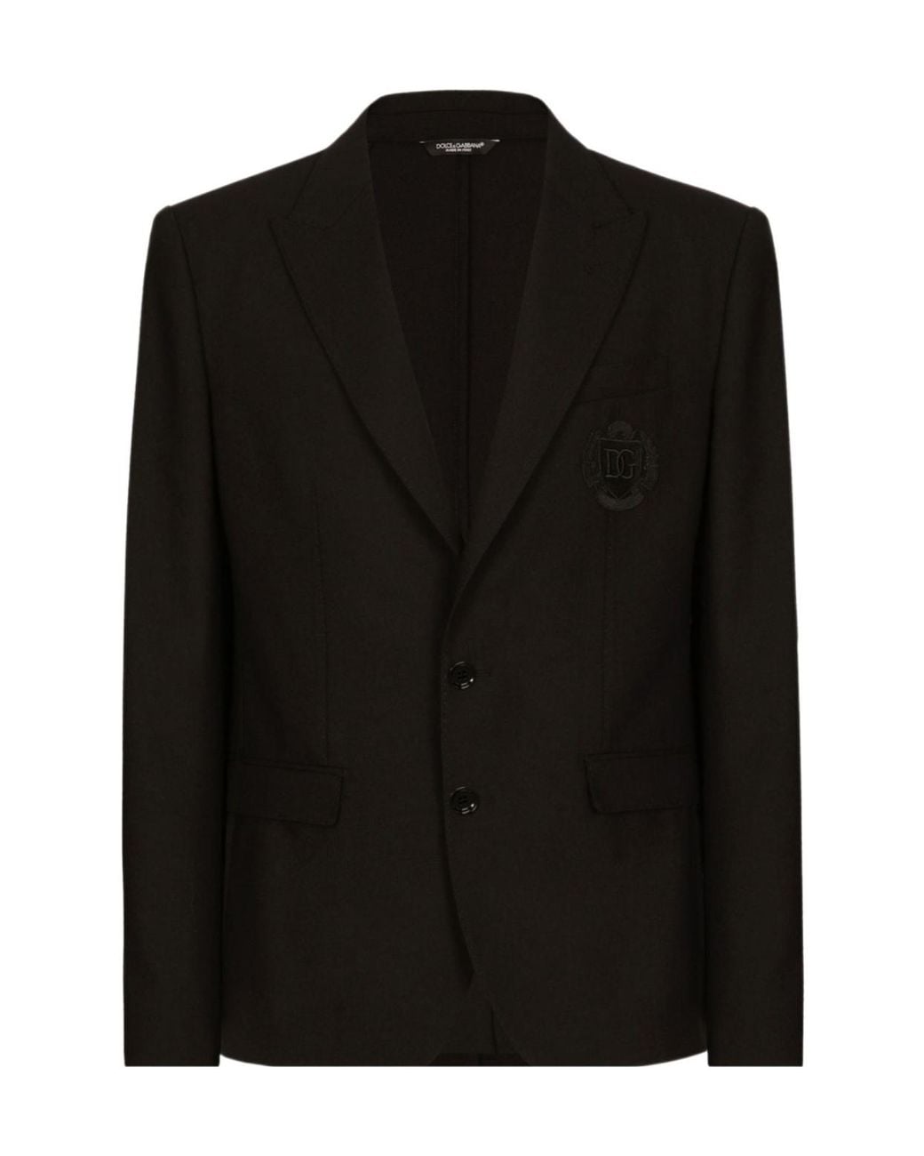 Dolce & Gabbana Black Logo Embroidered Tailored Blazer for men