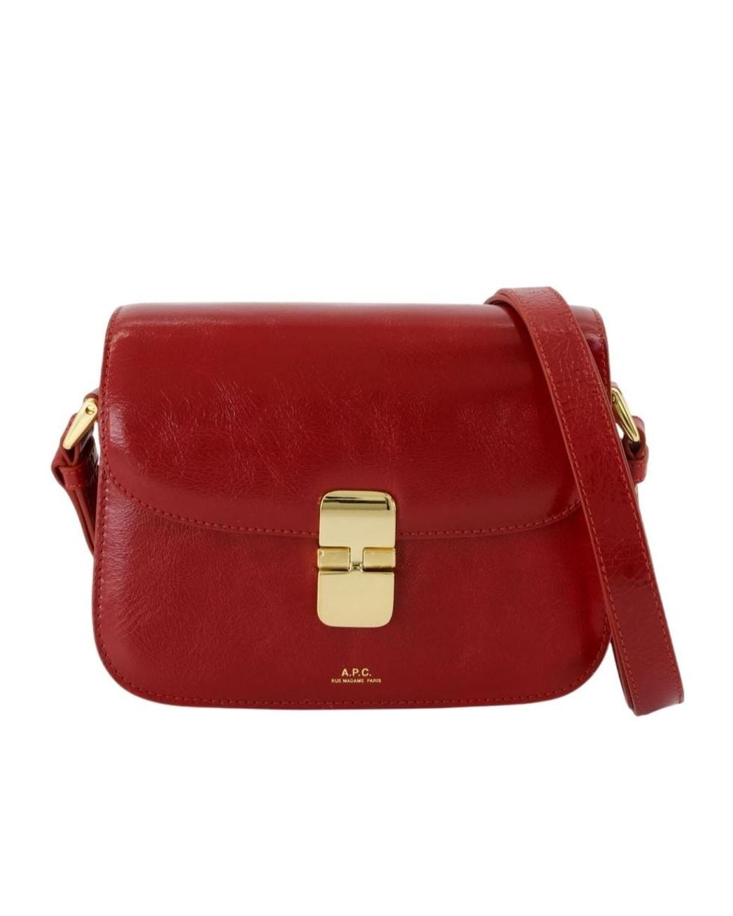 A.P.C. Red Grace Logo Printed Small Shoulder Bag