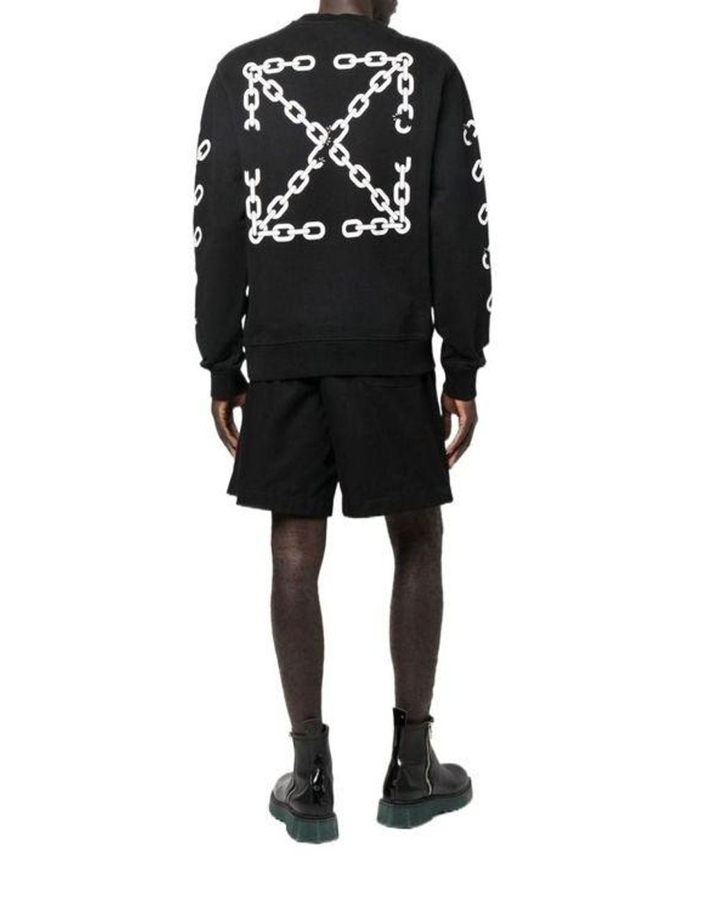 Off-White c/o Virgil Abloh Black Chain Arrow Logo Printed Crewneck Sweatshirt for men