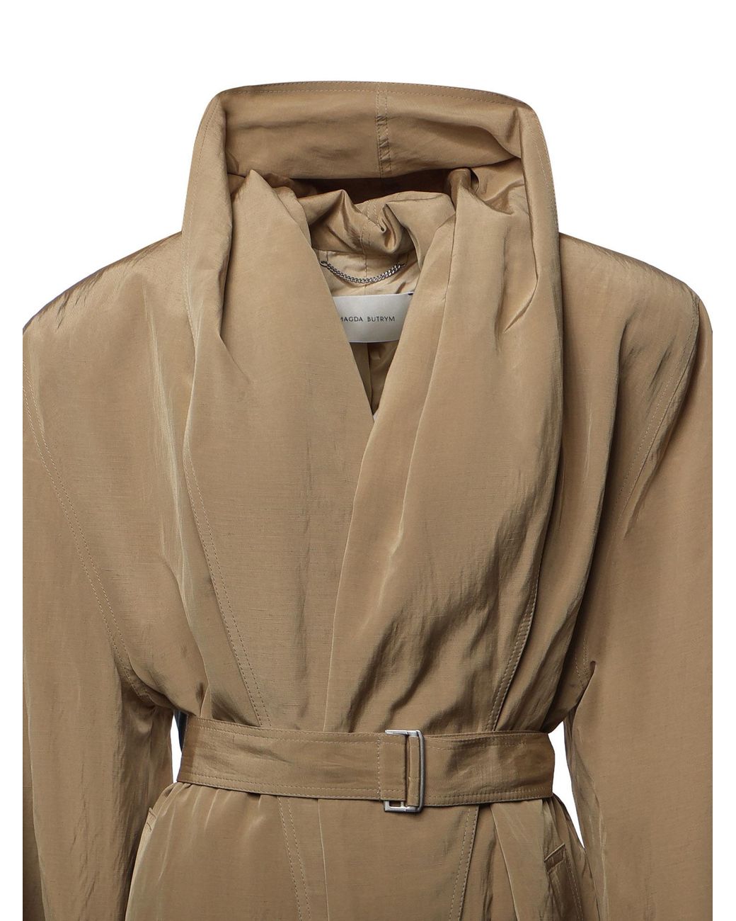 Magda Butrym Natural Belted Hooded Coat