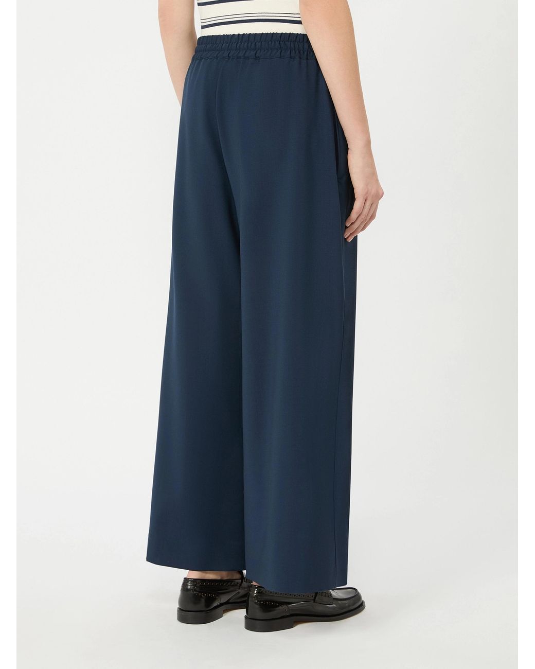 Weekend by Maxmara Blue Virgin Wool Drawstring Trousers