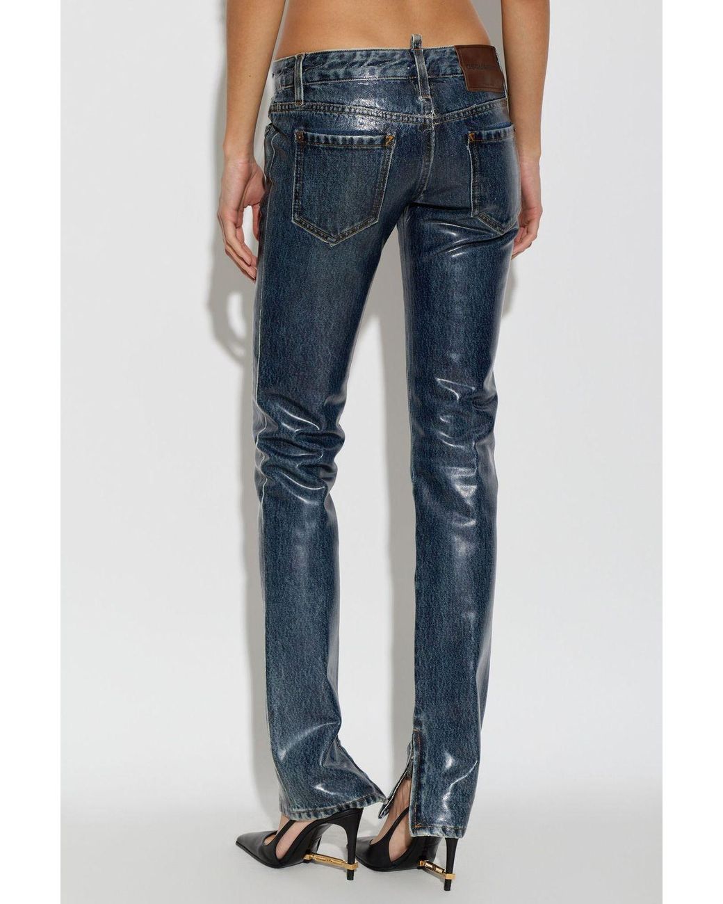 DSquared² Blue Coated Skinny Jeans